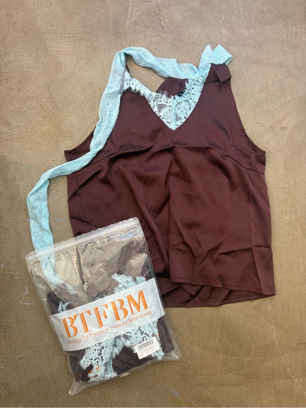 Women's Lace-Trim Satin Camisole in Deep Burgundy